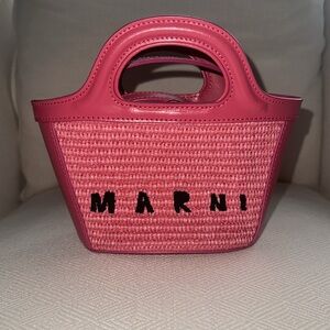 Marni Tropicalia Micro Leather-trimmed Rafia Tote